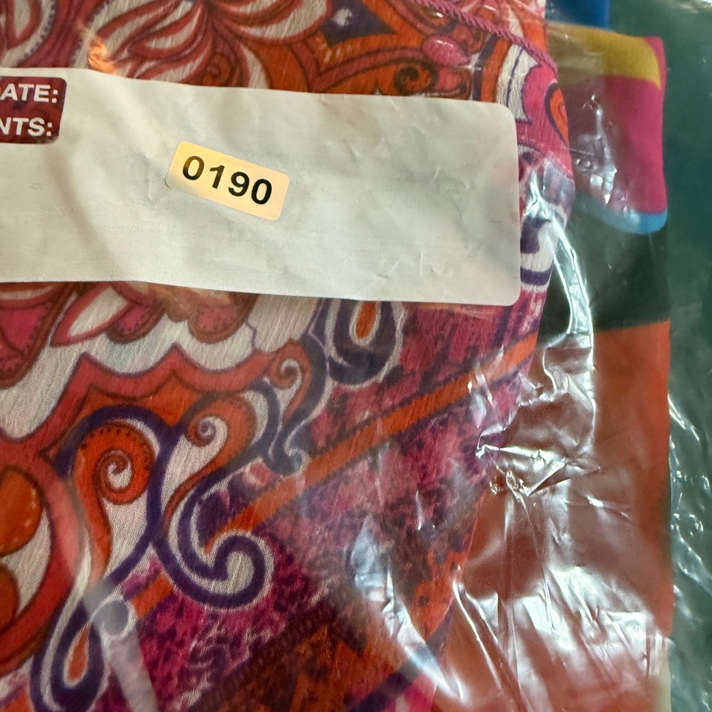 Pink Purple Orange Paisley Medallion Gauze Scarf Lightweight Wrap 18x68 - Picture 6 of 6